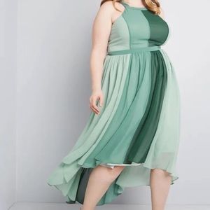 ModCloth peach queen sage green semi-formal evening dress plus size 2X